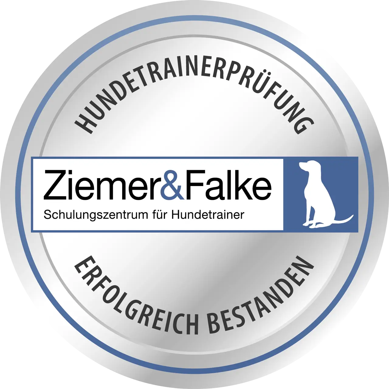 Siegel Hundetrainerprüfung erfolgreich bestanden, Ziemer&Falke